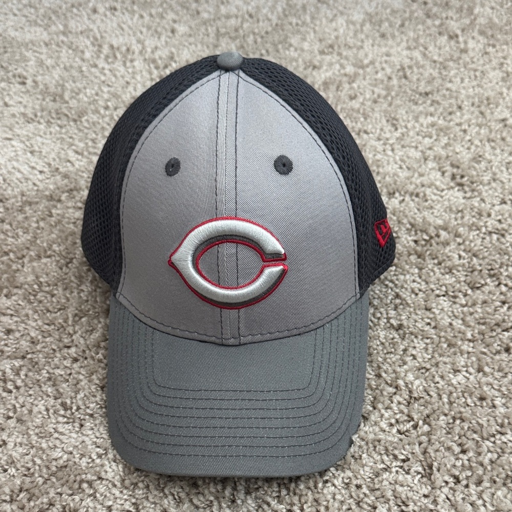 New Era Gray and Black Cap with Red Logo